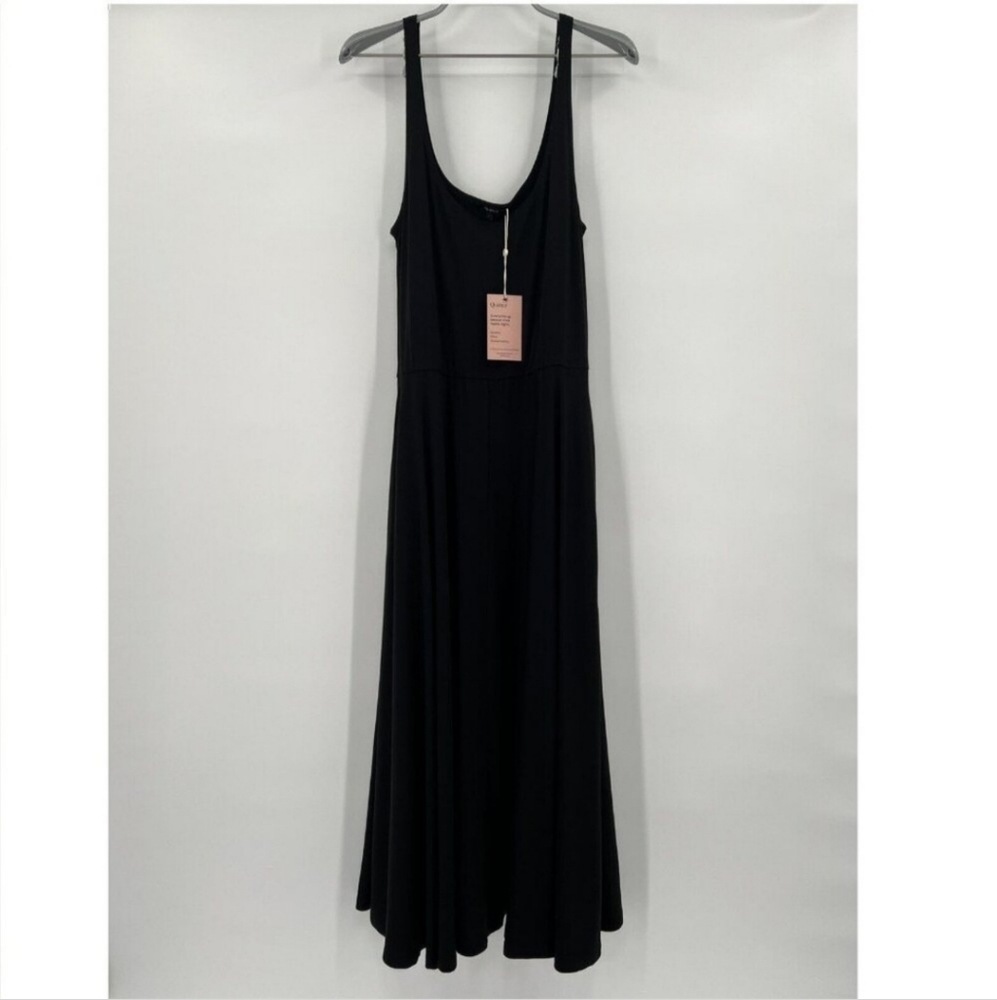 Quince Women’s Black Tencel Jersey Fit & Flare Dress sz M NWT Sleeveless Midi